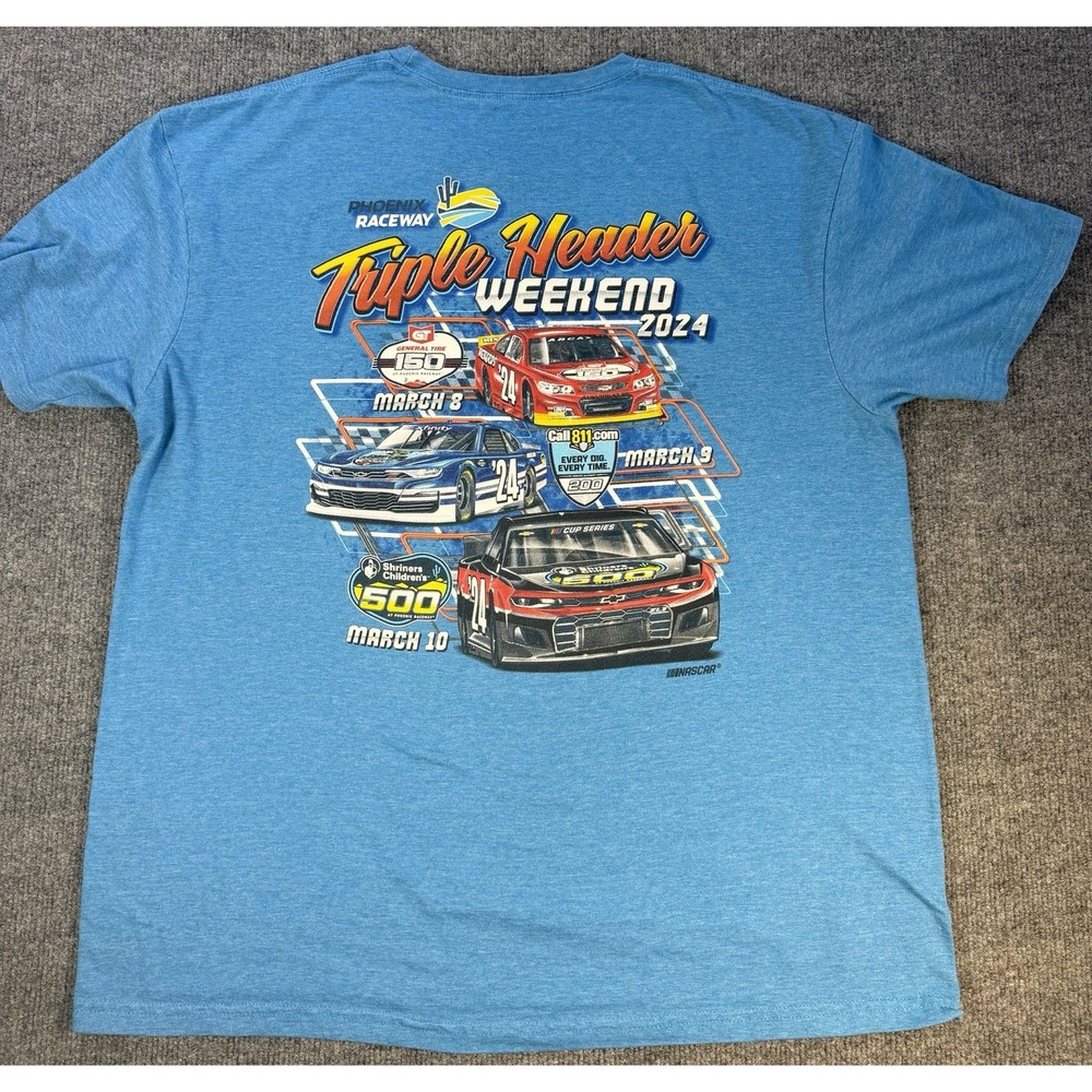 NASCAR Phoenix Raceway Triple Header Weekend 2024 T Shirt XL Blue